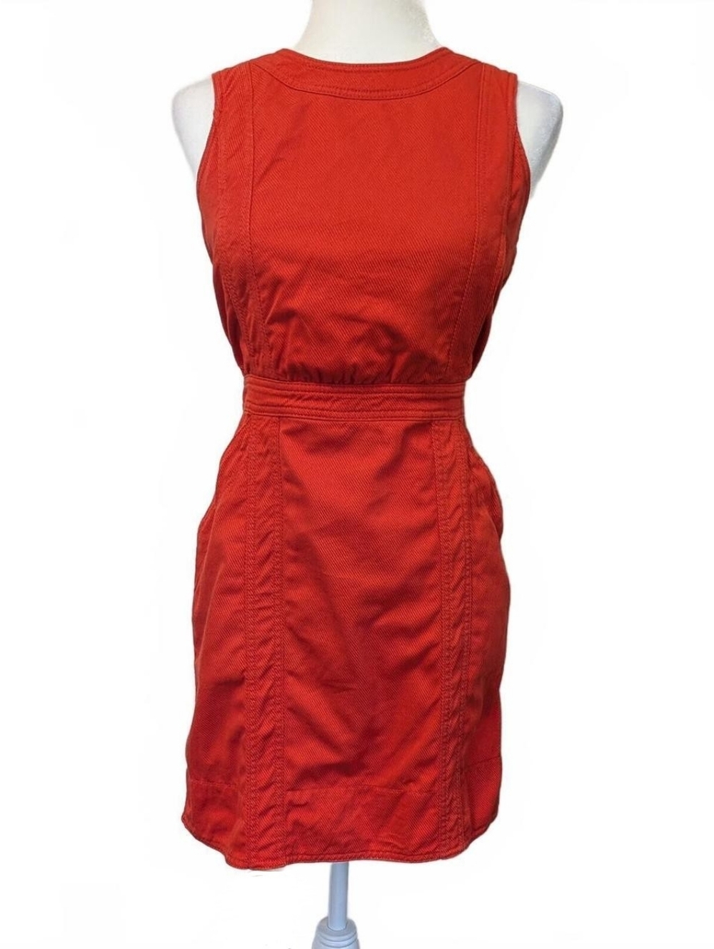 Marc By Marc Jacobs Red Orange Crossback Mini Dress W Polka Dot Lining Size 6